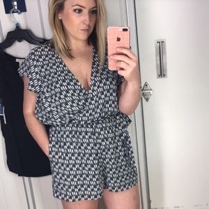 Black & White Patterned Wrap Romper